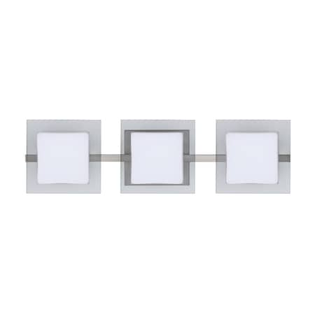 Besa Lighting Alex Vanity, Opal/Clear, Satin Nickel Finish, 3x50W Halogen 3WS-773539-SN